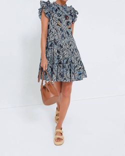 Style 1-814532015-1901 Ulla Johnson Blue Size 6 High Neck Mini Cocktail Dress on Queenly