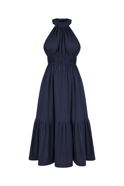 Style 1-889771182-70 MONICA NERA Blue Size 0 Navy Halter Mini Cocktail Dress on Queenly