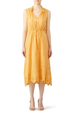 Style 1-992713581-1396-1 See by Chloe Yellow Size 38 Tall Height V Neck Cocktail Dress on Queenly