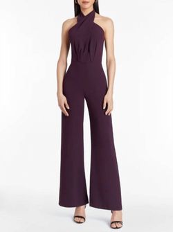 Style 1-1126335445-892 Amanda Uprichard Purple Size 8 Polyester Tall Height Halter Jumpsuit Dress on Queenly