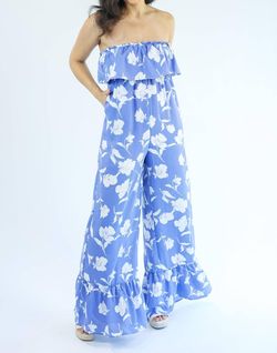 Style 1-1224882814-149 TCEC Blue Size 12 Pattern Floor Length Straight Tall Height Jumpsuit Dress on Queenly