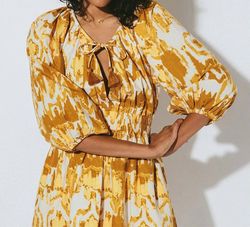 Style 1-1262624232-74 Cleobella Yellow Size 4 V Neck 1-1262624232-74 Pockets Mini Cocktail Dress on Queenly