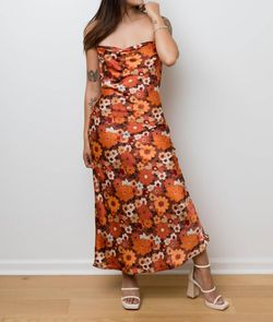 Style 1-1325139085-149 LE LIS Orange Size 12 Satin Print Straight Dress on Queenly