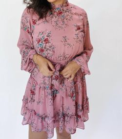 Style 1-1517621435-149 SHE + SKY Pink Size 12 Floral Belt Medium Height Polyester Cocktail Dress on Queenly