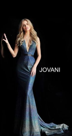 Jovani Multicolor Size 8 Shiny Train Dress on Queenly