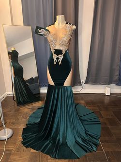 Dali Dimage Green Size 4 Emerald Custom Prom Mermaid Dress on Queenly