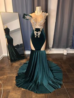 Dali Dimage Green Size 4 Emerald Custom Prom Mermaid Dress on Queenly