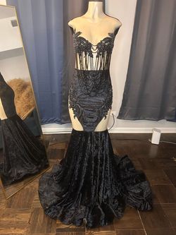 Dali Dimage Black Size 8 Prom Swoop Floor Length Mermaid Dress on Queenly