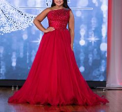 Sherri Hill Red Size 0 Pageant Jersey Short Height Ball gown on Queenly