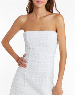 Style 1-1640775212-149 Amanda Uprichard White Size 12 Free Shipping Tweed Strapless Cocktail Dress on Queenly