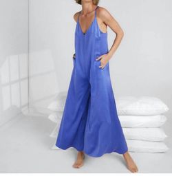 Style 1-1681101352-149 Lunya Blue Size 12 Pockets Jumpsuit Dress on Queenly