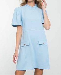 Style 1-1685918187-1691 THML Blue Size 16 Polyester Pockets Tall Height Cocktail Dress on Queenly