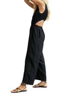 Style 1-1818098760-892 Velvet by Graham & Spencer Black Size 8 Free Shipping Tall Height Floor Length Pockets Jumpsuit Dress on Queenly