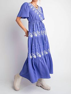 Style 1-1841660321-74 Easel Blue Size 4 Floral 1-1841660321-74 Summer Casual Tall Height Straight Dress on Queenly
