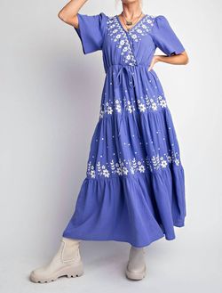 Style 1-1841660321-74 Easel Blue Size 4 Floral 1-1841660321-74 Summer Casual Tall Height Straight Dress on Queenly