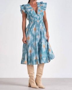 Style 1-1852987086-74 ELAN Blue Size 4 Flare V Neck Cocktail Dress on Queenly