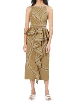Style 1-1873063993-1901 Ulla Johnson Green Size 6 Olive Square Neck Cocktail Dress on Queenly