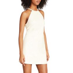 Style 1-1958283703-70 STEVE MADDEN White Size 0 Halter Bridal Shower Casual Cocktail Dress on Queenly