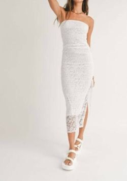 Style 1-1973623663-74 SAGE THE LABEL White Size 4 1-1973623663-74 Lace Bachelorette Jersey Cocktail Dress on Queenly