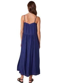 Style 1-2030366909-74 Velvet by Graham & Spencer Blue Size 4 1-2030366909-74 Silk Tall Height Straight Dress on Queenly