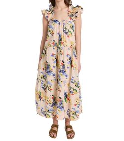 Style 1-22238761-5 THE GREAT. Nude Size 0 Tall Height Floral Cocktail Dress on Queenly