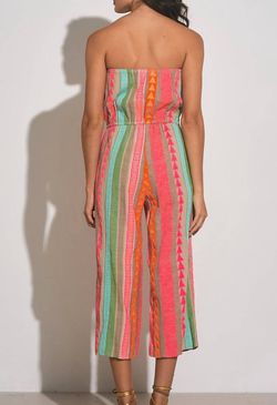Style 1-2261457423-892 ELAN Orange Size 8 Polyester Pattern Jumpsuit Dress on Queenly