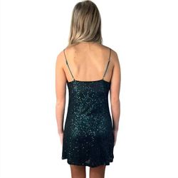 Style 1-2269582817-892 DELUC Green Size 8 Emerald Sequined Spaghetti Strap Cocktail Dress on Queenly