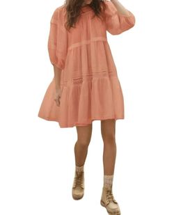 Style 1-2463473037-5 THE GREAT. Pink Size 0 1-2463473037-5 Sleeves Peach Cocktail Dress on Queenly