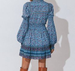 Style 1-2469104178-74 Cleobella Blue Size 4 Print Pockets Cocktail Dress on Queenly