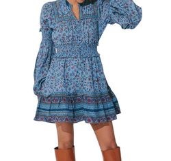 Style 1-2469104178-74 Cleobella Blue Size 4 Pockets Mini Cocktail Dress on Queenly