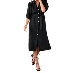 Style 1-2481605018-1691 Karen Kane Black Size 16 Plus Size Side Slit High Neck Cocktail Dress on Queenly