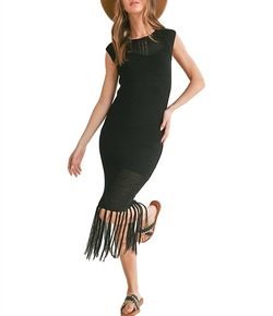 Style 1-2638100036-892 SAGE THE LABEL Black Size 8 Fringe Speakeasy Cocktail Dress on Queenly