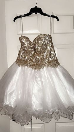 Star box White Size 16 Floor Length Jersey Quinceanera Train Dress on Queenly