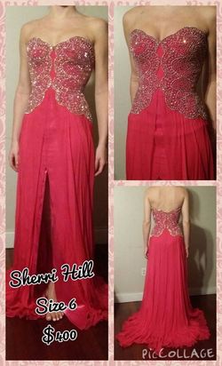 Sherri Hill Pink Size 6 Black Tie Prom Tall Height Straight Dress on Queenly