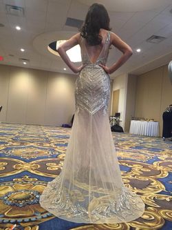 Jovani Gold Size 6 Pageant Jersey Straight Dress on Queenly