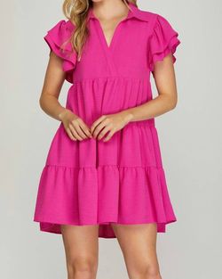 Style 1-2933384258-892 SHE + SKY Hot Pink Size 8 Sorority High Neck Mini Cocktail Dress on Queenly