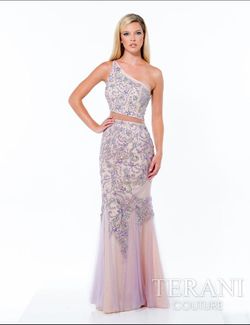 Style 151P0113 Terani Couture Purple Size 0 Floor Length Pageant Jersey Mermaid Dress on Queenly