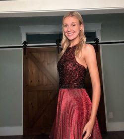 Sherri Hill Red Size 8 Flare Pageant Jersey Cocktail Dress on Queenly