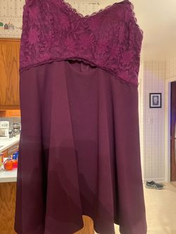 City studio Purple Size 12 Plunge Plus Size Cocktail Dress on Queenly