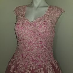 Custom Pink Size 12 Jersey Sequined Ball gown on Queenly
