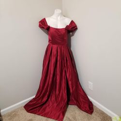 Missyeti Red Size 10 Floor Length Jersey Straight Side Slit Sunday A-line Dress on Queenly