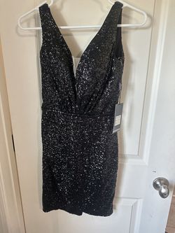 La Femme Black Size 0 Jersey Mini Cocktail Dress on Queenly