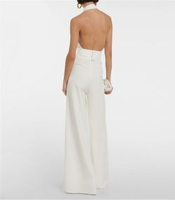 Style Selva MaxMara White Size 10 Floor Length Selva Bachelorette Jumpsuit Dress on Queenly