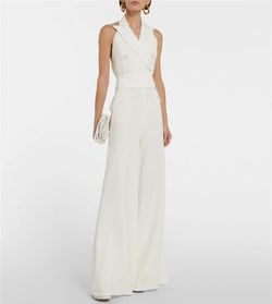 Style Selva MaxMara White Size 10 Floor Length Bachelorette Selva Jumpsuit Dress on Queenly