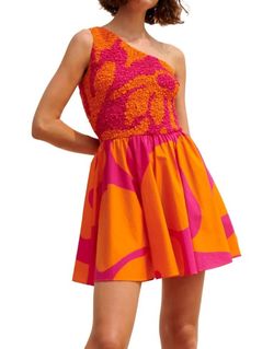 Style 1-3134575347-149 SAYLOR Orange Size 12 One Shoulder Pattern Plus Size Cocktail Dress on Queenly