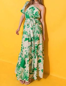 Style 1-3219619098-149 FLYING TOMATO Green Size 12 One Shoulder Polyester Military Plus Size Straight Dress on Queenly