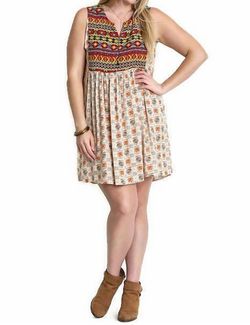 Style 1-3254979842-1691 umgee Nude Size 16 Mini Print Casual Tall Height Cocktail Dress on Queenly