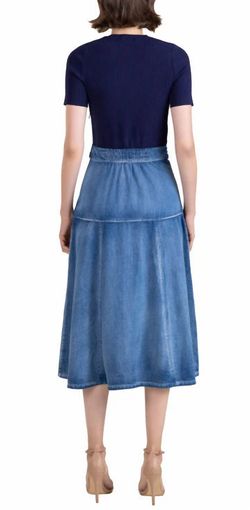 Style 1-3326851407-74 Shoshanna Blue Size 4 Navy Fitted Sleeves Belt Cocktail Dress on Queenly