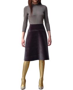 Style 1-3414652887-649 MARIE SAINT PIERRE Gray Size 2 A-line Long Sleeve Tall Height Jersey Velvet Cocktail Dress on Queenly