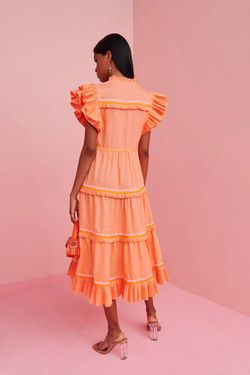 Style 1-3419167450-149 CELiA B Orange Size 12 Ruffles Free Shipping Cocktail Dress on Queenly